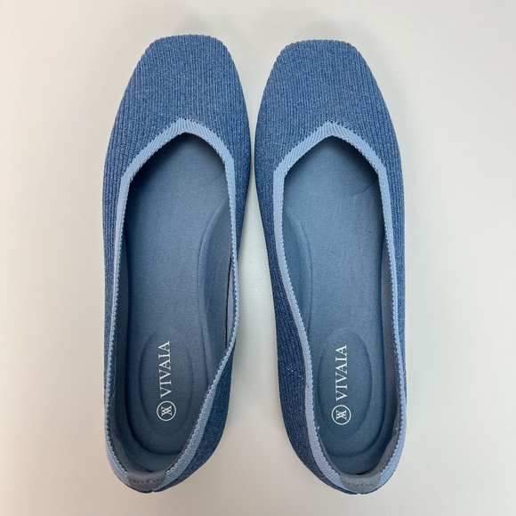 Vivaia Margot Walker 2.0 Square Toe V Cut Flats Denim Blue Ballet EU 40 US 9 - Picture 5 of 11